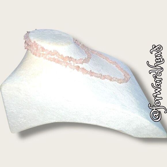 36-Inch Pink Quartz Chip Necklace – Continuous Strand - Picture 4 of 9